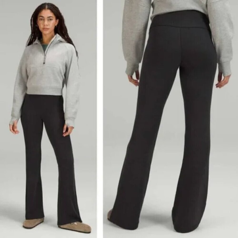 Lululemon Brushed Softstreme Ribbed Zip Flared Pant 32.5" Black Size 4
